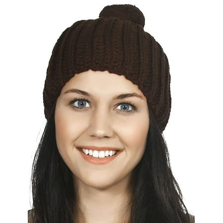 - Women's Warm Winter Wool Knit Beanie Cap Ski Hat Pom Crochet Hat