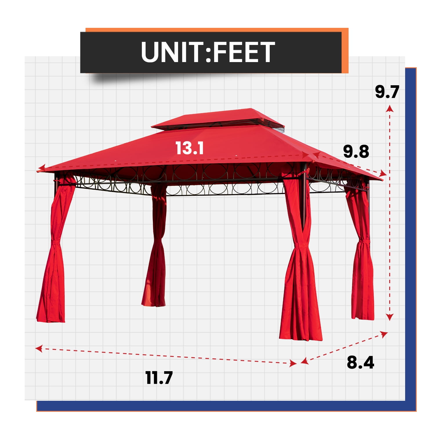 PayLessHere 157.0’ Outdoor Gazebo Canopy Tent, UV Protection