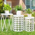 thumbnail image 7 of Y&M Outdoor Modern Space-Saving Metal Round End Table, White (Set of 3), 7 of 7