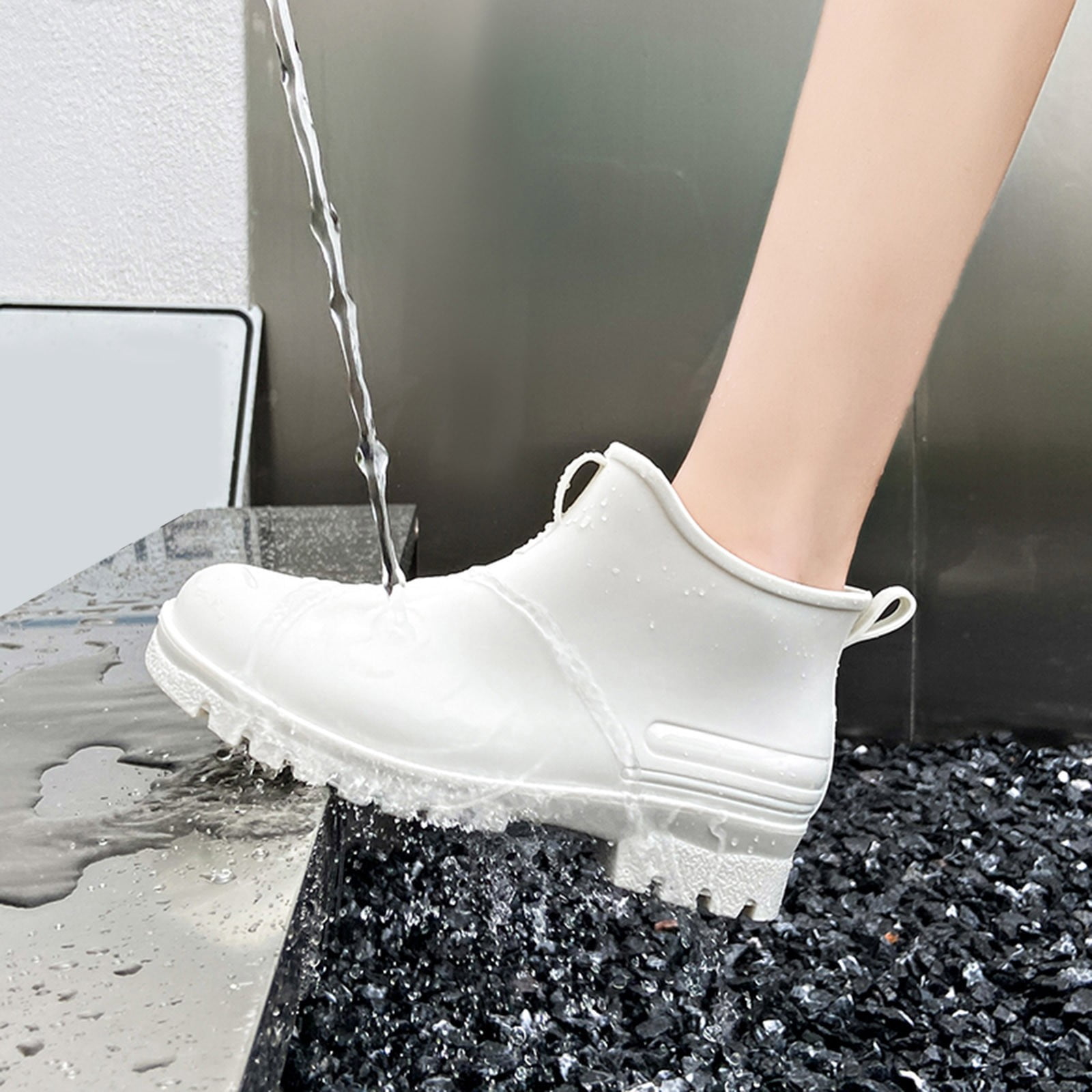 IUJSOY Short Rain Boots Women Fashion Waterproof Chelsea Boots for Women Outdoor Mud Garden Shoes