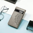 thumbnail image 6 of SaniMore for Google Pixel 7A 6.1" 2023 Wallet Case with Embossed Mandala PU Leather Flip Protection Wrist Strap Credit Card Holder Pocket Kickstand Shockproof Case, Gray, 6 of 6