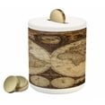 thumbnail image 1 of World Map Piggy Bank, Old World Map Drawn in 1720s Nostalgic Style Art Historical Atlas Vintage Design, Ceramic Coin Bank Money Box for Cash Saving, 3.6" X 3.2", Multicolor, by Ambesonne, 1 of 4