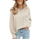 thumbnail image 1 of Blusa de mujer de fibra de poliéster con cuello redondo y hombros caídos, camisa informal de manga larga para mujer para otoño e invierno, albaricoque L, 1 of 6
