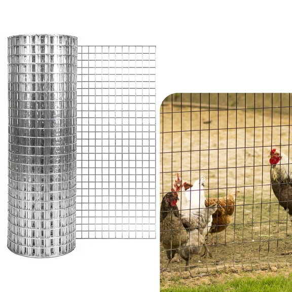 EuKer Chicken Wire Fencing, 48 in x 50 ft Wire Mesh Roll for Chicken Coops, Garden Fence, Tree Guards, Silver