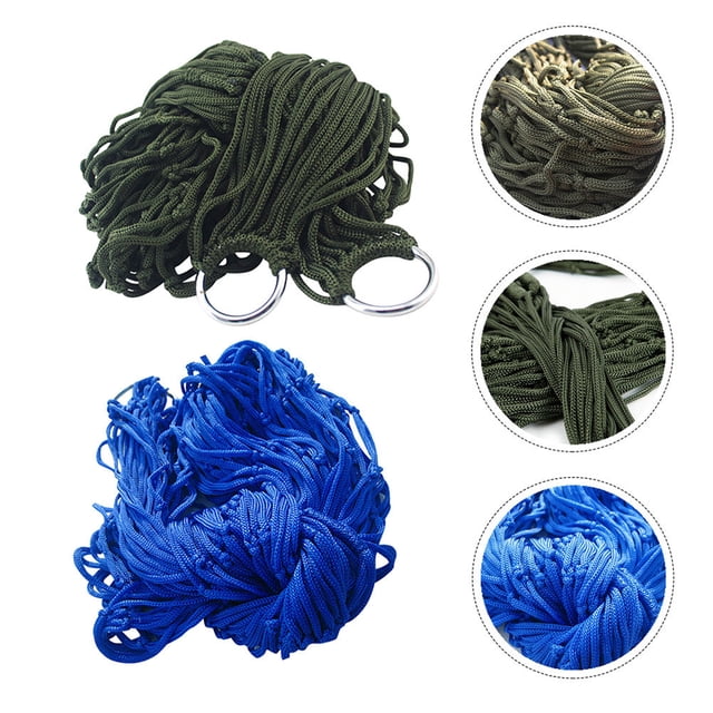 FENGGUIQU 2pcs Portable Camping Hammocks Nylon Hanging Bed Blue For Outdoor Fun