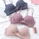 thumbnail image 5 of Conjunto de sujetador de copa mediana gruesa y tirantes finos con encaje cruzado frontal y lencería sexy sin aros para pechos pequeños, 5 of 6