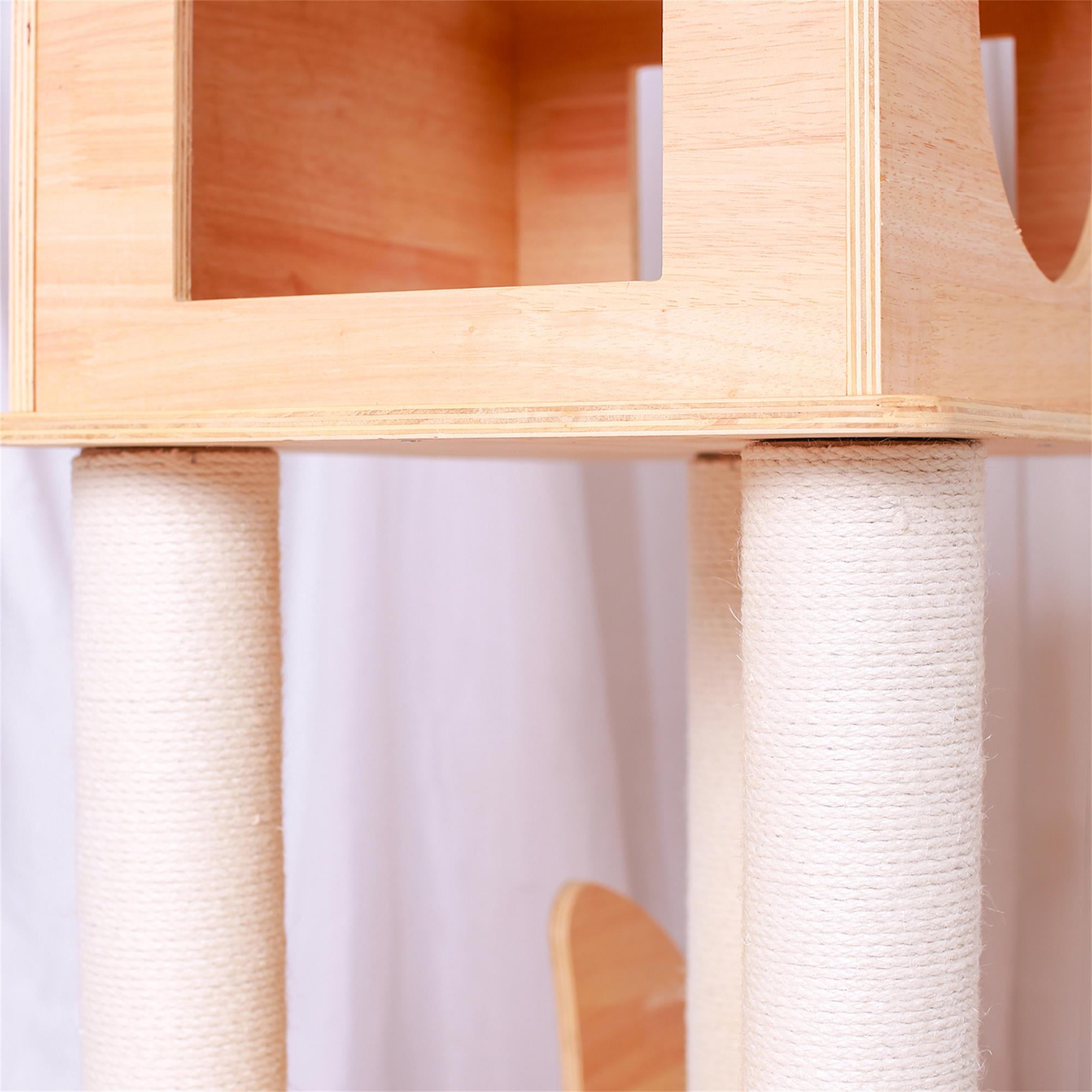 Pefilos 46" Cat Tree Tower for Indoor Cats, Multi-Level Wood Cat Condo for Large Cats with Top Cat Houses, Beige Pefilos 46" Cat Tree Tower for Indoor Cats, Multi-Level Wood Cat Condo for Large Cats with Top Cat Houses, Beige