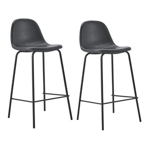 Plata Import Effie 26" Faux Leather Counter Stools in Black (Set of 2)