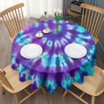 thumbnail image 3 of Purple Blue Tie Dye Spiral Pattern Round Tablecloth 60"x60",Wrinkle Wipeable Table Cloth for Kitchen Dining Room Picnic Patio Party, 3 of 6