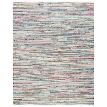 SAFAVIEH Rag Robynne Striped Cotton Area Rug, Grey/Multi, 10' x 14'