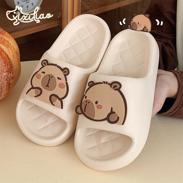 Pantuflas suaves y bonitas de marsopa de agua Kapibala para mujer, pantuflas de EVA antideslizantes para el hogar para verano para hombre y mujer
