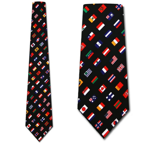 World Flag Diagonal Necktie Mens Tie