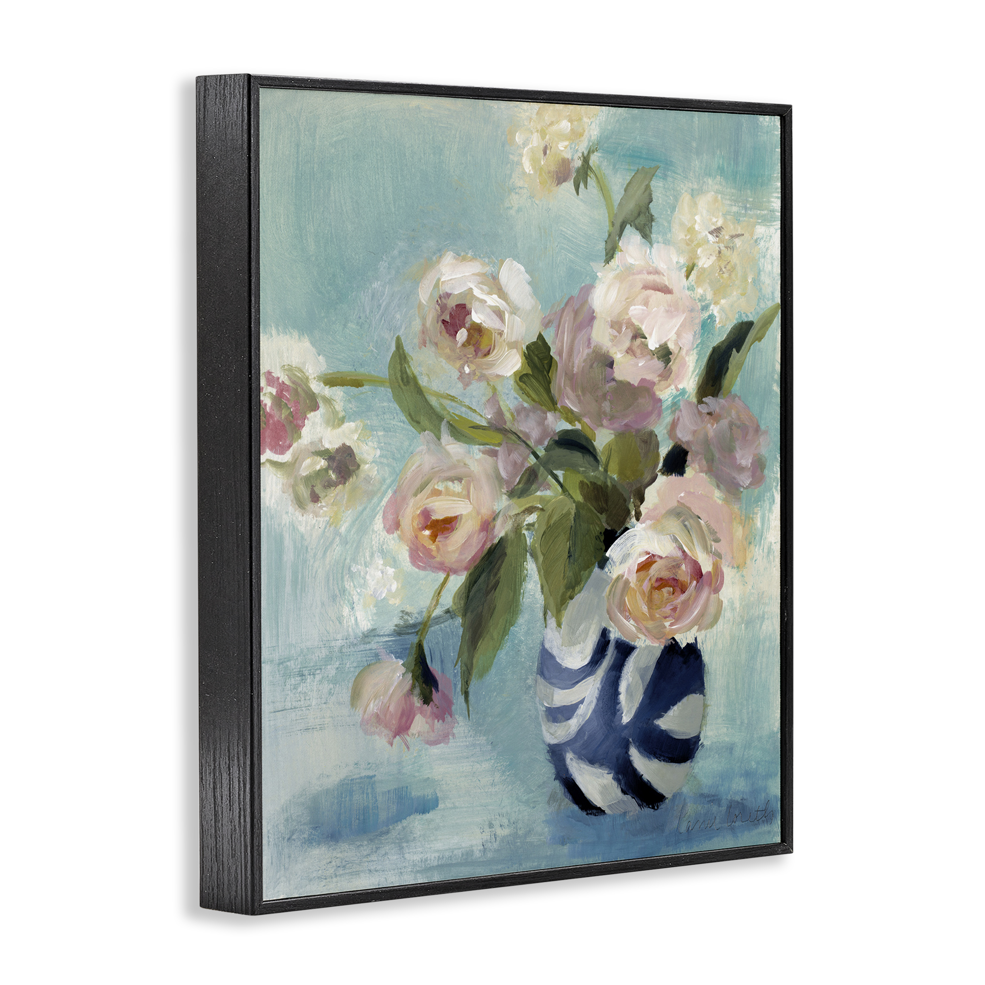 Stupell Industries Carefree Rose Blooms Botanical & Floral Painting Black Framed Art Print Wall Art, 11 x 14