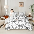 thumbnail image 4 of Manfei Cartoon Bow 3 Pieces Queen Comforter Set,Black White Ultra Soft Bedding Sets,Dreamy Princess Bedding Comforter Set,Breathable Kawaii Bedroom Decorative,Reversible, 4 of 8