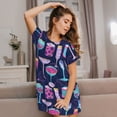 thumbnail image 2 of Ratiio Wine Glasses And Cocktails Print Women's Short-sleeved Nightdress - Casual A-line Sleeveless Sleepwear Dress for Summer, Comfortable and Breathable, 2 of 8