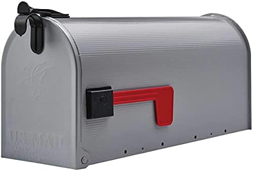 POST-MOUNT MAILBOX Galvanized Steel Medium Rural Curbside Mail Storage Box Grey 