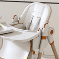 thumbnail image 6 of WARMMUSE Baby High Chair, Foldable Baby High Chairs with 5-Level Height & Recline, BPA-Free Tray & Safety Harness, PU Cushion & Removable Tray, White, 6 of 11
