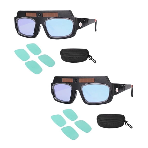 3X Casco de Máscara de Soldadura de Oscurecimiento Automático con Energía Solar Gafas de Soldador Lente Anti-Arco con Estuche de Almacenamiento