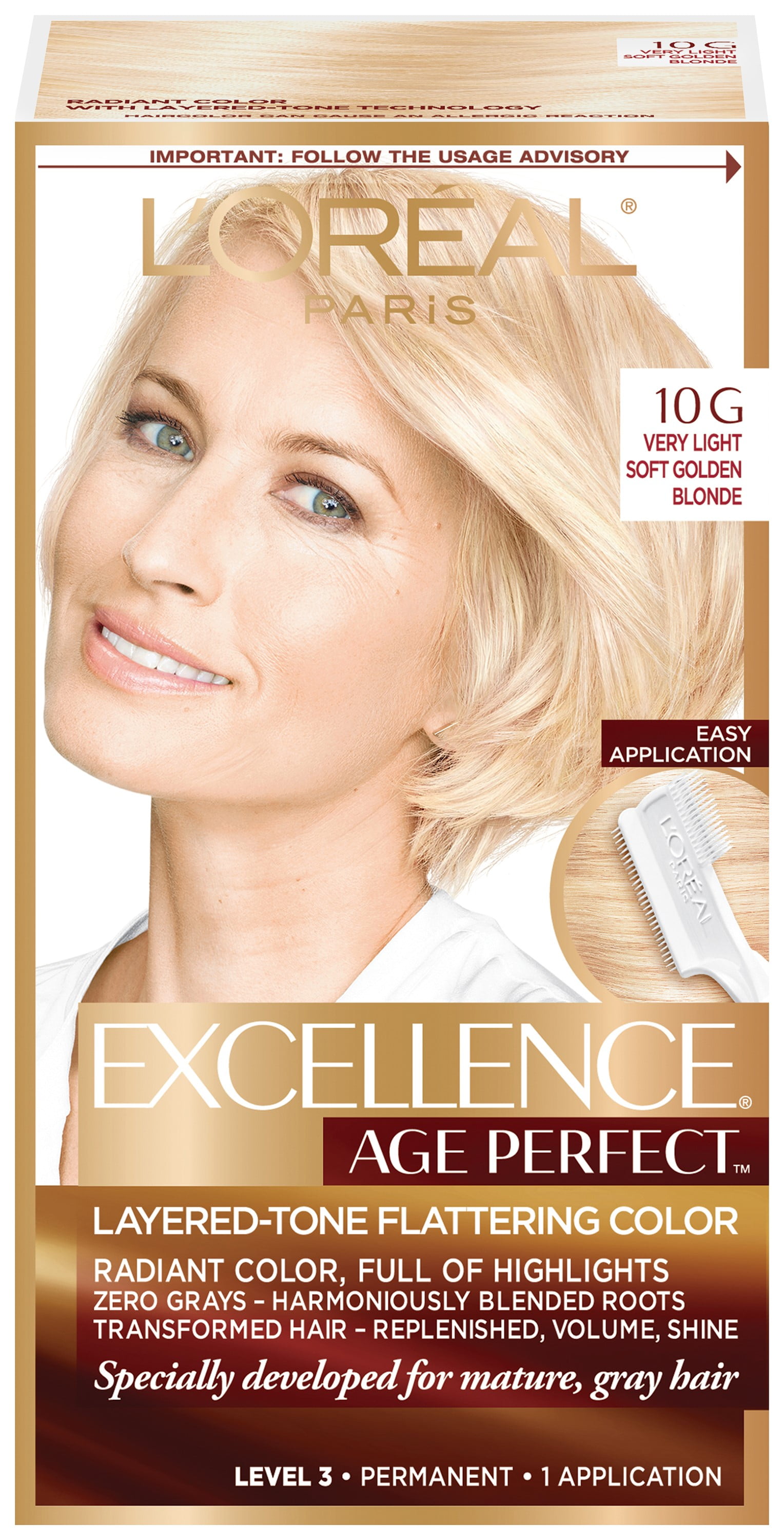 L'Oreal Excellence Age Perfect Hair Color, Very Light Soft Golden Blonde  10G 