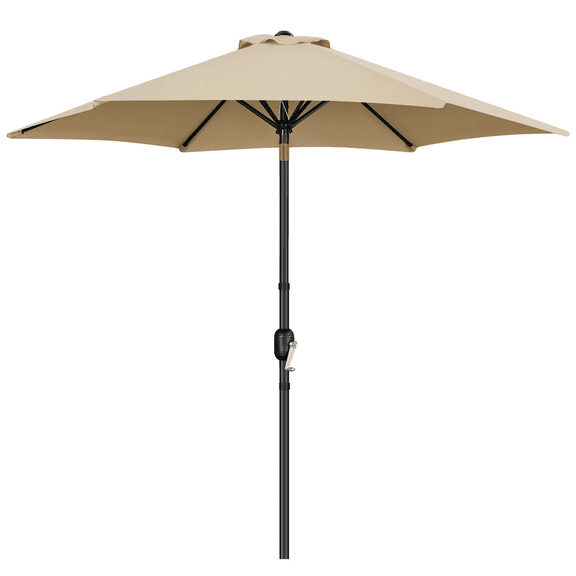 Alden Design 9 ft Tan Solid Print Octagon Market Patio Umbrellas, Adjustable Height