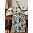 thumbnail image 4 of Blue Brown Botanical Table Runner Cotton Linen 120 Inch Holiday Dresser Scarves, Elegant Summer Flowers Vintage Tablerunner for Kitchen Coffee Dining Bedroom Dinner Scarf Décor 13''x120'', 4 of 9
