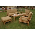 thumbnail image 2 of Outdoor Patio Sofa Set 5 Piece Deep Seating Furniture Teak Coffee Table Ottoman, 2 of 4