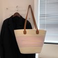 thumbnail image 1 of Bolsa Bolso de ganchillo para mujer, bolso de hombro de paja suave, bolso de playa de viaje de verano (rosa), 1 of 6