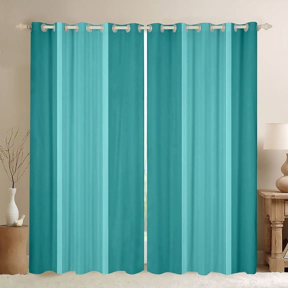 Homewish Cyan Lines Black Out Curtains,Modern Asbtract Geometric Curtains Pack of 2 (42x63 Each),Stripe Bedroom Curtains For Men Women,Super Cozy Room Decor