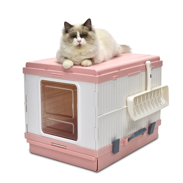 Arenero Cerrado Grande KE WOOW para gato portatil Color rosa