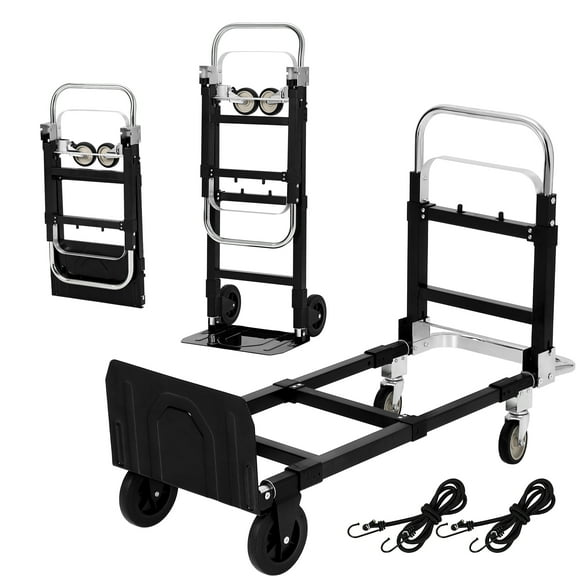 3-in-1 Folding Hand Truck with 360° Swivel Wheels, Lightweight Portable Cart for Home, Office and Outdoor Use