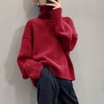 thumbnail image 2 of Sweaters For Women Turtleneck Ribbed Long Sleeve Pullover Oversized Loose Solid Color Sweater Jumper Tops, 2 of 8