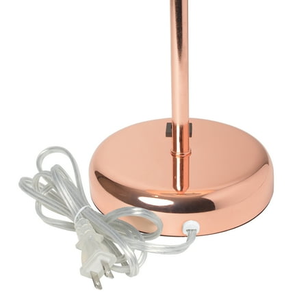 Limelights - Stick Lamp with USB charging port and Fabric Shade - White/Rose Gold