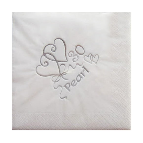 NPK 30th Anniversary Pearl Printed Napkins (Pack Of 15)