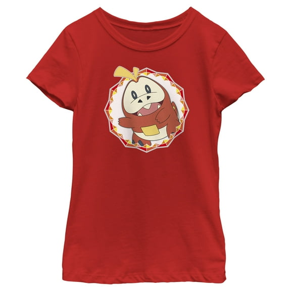 Girl's Pokemon Fuecoco Circle Graphic Tee Red Medium