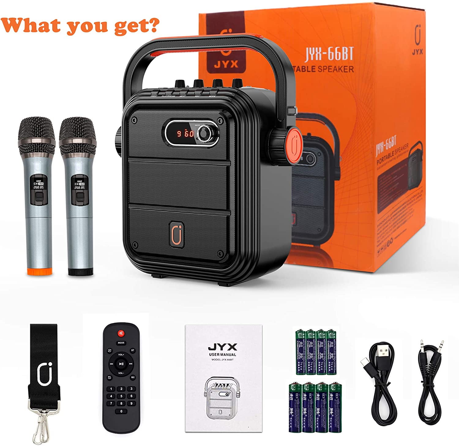 わせくださ JYX Karaoke Machine for Adults and Kids with 2 UHF Wireless