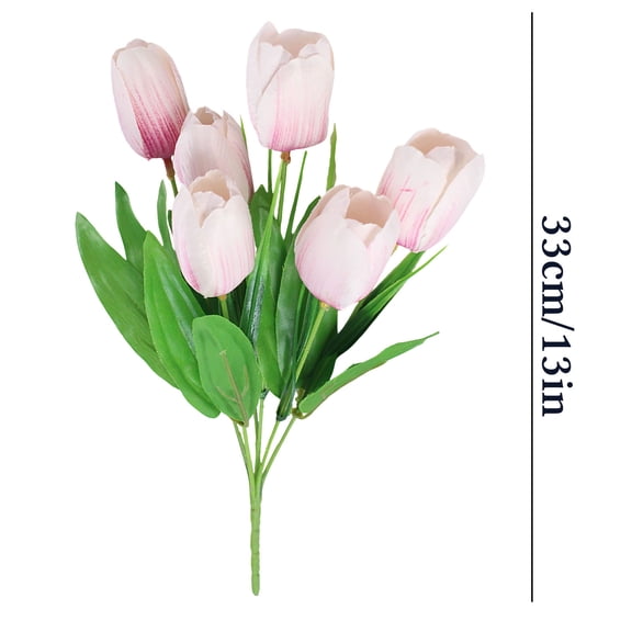 AURIGATE Artificial Tulip Bouquet, 13in Plastic Fake Tulips Flowers for Home Wedding Table Decor