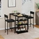 thumbnail image 1 of Juego de Comedor Compacto para 2 - Mesa de Cocina Altura Barra con 2 Sillas Tapizadas y 3 Estantes de Almacenamiento - Color Negro Rústico, 1 of 8