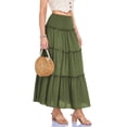 thumbnail image 6 of oqasdz Maxi Skirts for Women Casual Elegant High Waisted A Line Flowy Ruffles Solid Color Tiered Thin Breathable Formal Long Skirt, 6 of 7