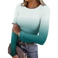 thumbnail image 2 of Women's Gradient Long-Sleeved Shirts, Round-Neck Pullover Soft Tops, Warm Undershirts for Fall and Winter, 2 of 8
