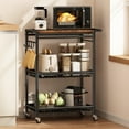 thumbnail image 5 of Microwave Kitchen Cart with Push Handle, 3 Tire Rolling Cart with 2 Lockable Wheels, Vintage Kitchen Storage Cart with 210Lbs Capacity for Kitchen Island, Restaurant, Coffee Bar, Living Room, Office, 5 of 8
