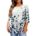 thumbnail image 4 of Dwralegc Womens Plus Size Tops 3/4 Sleeve Tunic Casual Blouses with Leggings Crewneck Spring 2026 Clothes Dressy Loose Fit with Asymmetrical Hem Tops Sky Blue XL, 4 of 4