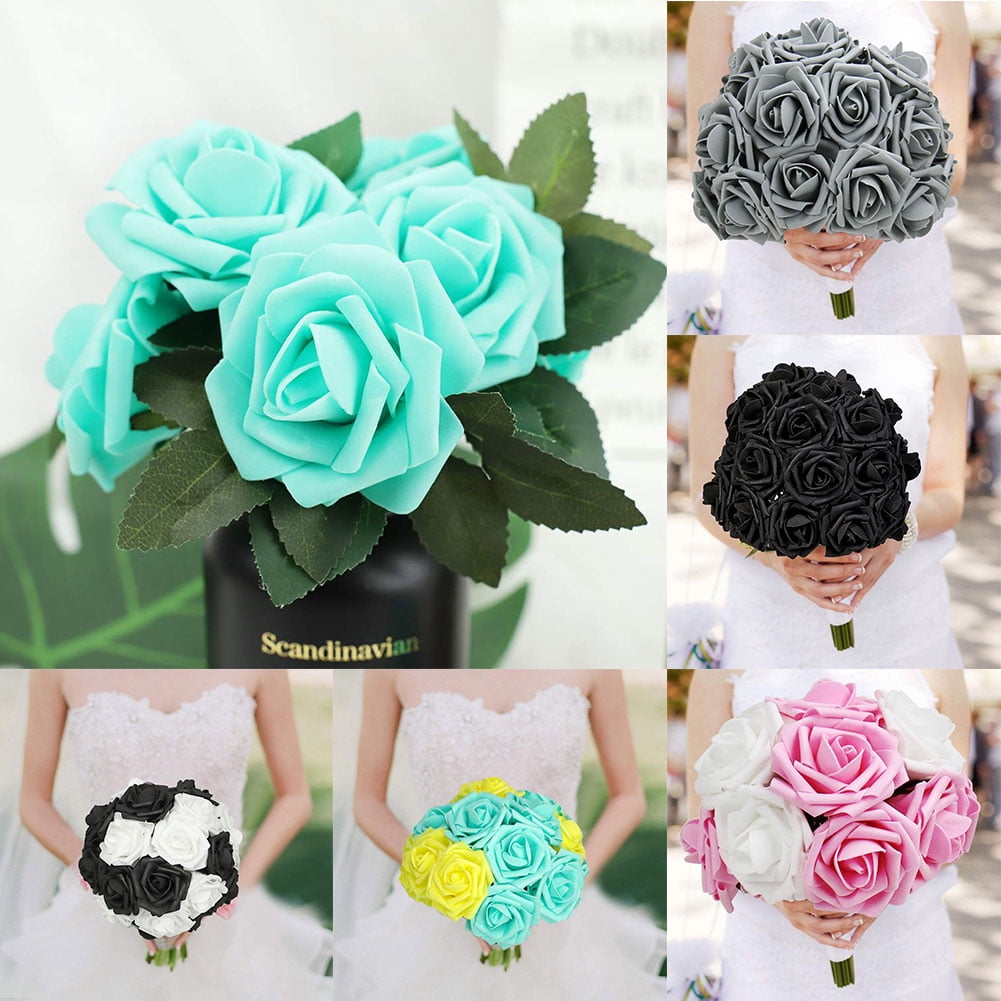 50-200PCS 7-8cm PE Foam Roses Artificial Flower Wedding Bride Bouquet Decor DIY 