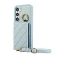 thumbnail image 5 of Crossbody Wallet Case for Samsung Galaxy S22 with Make-up Mirror, PU Leather Lanyard Purse Magnetic Clasp Card Holder, Flip Kickstand Shockproof Phone Cover for Samsung Galaxy S22, Blue, 5 of 7