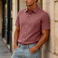 thumbnail image 7 of Trgacdwlo S-5XL Pink Button Up Shirt Men Collared Short Sleeve Dress Shirts for Men Big and Tall Summer Vacation Business Casual Shirts for Men, 7 of 7