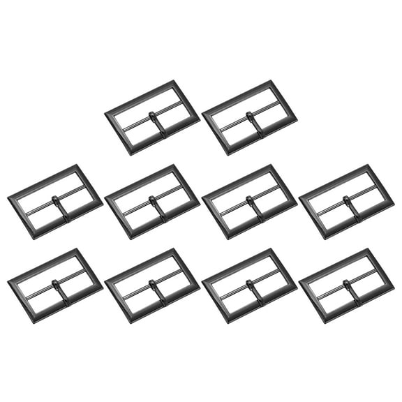 10Pack Belt Buckle, 1.18" Single Prong Rectangle Centre Bar Buckles, Metallic Gray