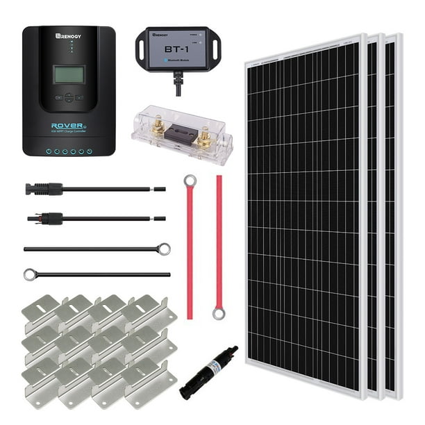 Arrestar comodidad limpiar Renogy 300 Watt 12 Volt Solar Premium Kit with Monocrystalline Solar Panel  and 40A MPPT Rover Controller - Walmart.com