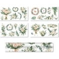 thumbnail image 1 of 4 hojas de flores transferibles para muebles, manualidades, pegatinas de transferencia con diseño floral de rosas rosas, calcomanías vintage impermeables., 1 of 9