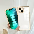 thumbnail image 3 of Case for iPhone 14 Plus Case Cute Plating Gold Case for Women Girls Soft TPU Shockproof Raised Full Camera Protection Electroplate Bumper Cover for iPhone 14 Plus-White, 3 of 7