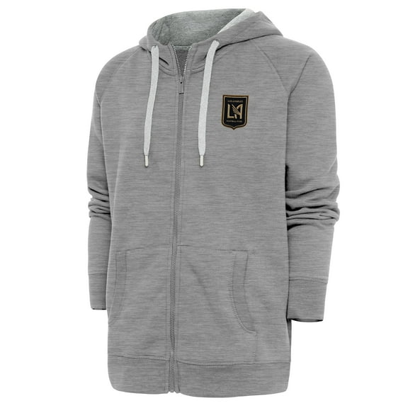 Men's Antigua Heather Gray LAFC Logo Victory Full-Zip Hoodie
