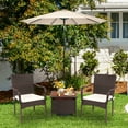 thumbnail image 4 of Gymax 3PCS Outdoor Patio Bistro Set PE Rattan Conversation Set w/ Umbrella Hole, 4 of 10